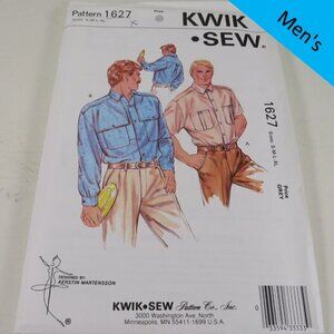 Kwik Sew 1627 clothing pattern Mens Shirt S-XLg long & short sleeve UNCUT